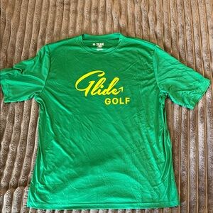 Glide Golf T-shirt. Green and Yellow.